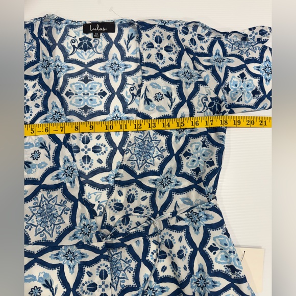 Painted Tile Blue Print Wrap Midi Dress Sz XS NWT - Picture 10 of 13